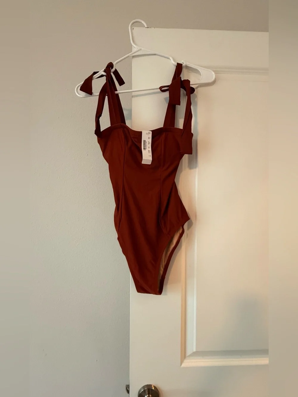 J. Crew Rust Tie-Shoulder One-Piece Swimsuit